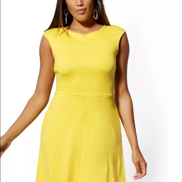 yellow fit and flare dress